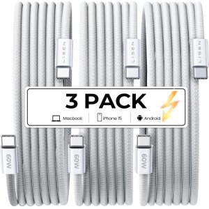 LISEN USB C to USB C Cable 60W 3-Pack 6.6ft