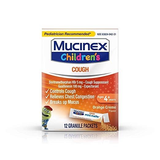 Children's Chest Congestion Expectorant and Cough Suppressant Mini-Melts, Orange Creme (12 ct)