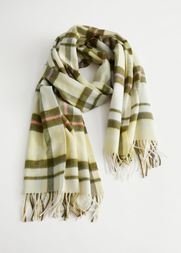 Checked Wool Blanket Scarf