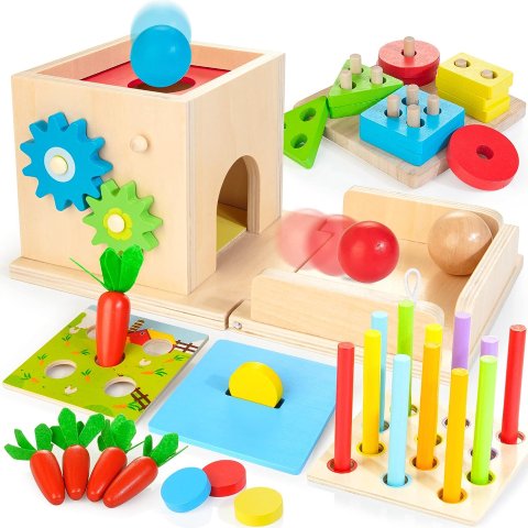 JUSTWOOD Montessori 8-in-1 Wooden Play Kit