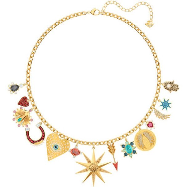 Lucky Goddess Charms Necklace, Multi-colored, Gold-tone plated by SWAROVSKI