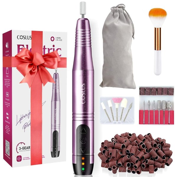 Cordless Nail Drill Electric File: Professional for Acrylic Gel Dip Powder Nails Portable Nail Drill Machine Kit for Manicure Pedicure Nail Set with Everything Rechargeable Lightweight