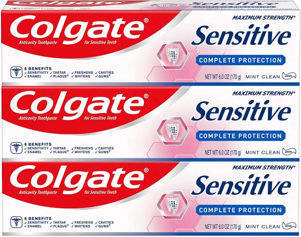 Sensitive Toothpaste, Complete Protection, Mint - 6 ounce (Pack of 3)