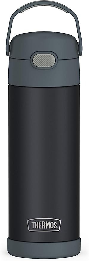 FUNTAINER 16 Ounce Stainless Steel Vacuum Insulated Bottle with Wide Spout Lid, Matte Charcoal
