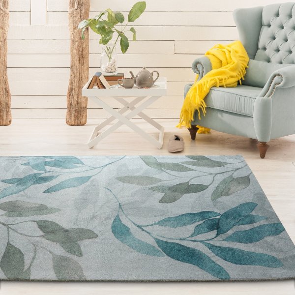Teal Contemporary Floral Meadow Area Rug - Contemporary - Area Rugs - by RugSmith