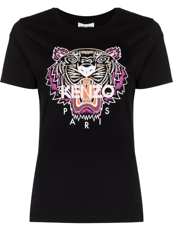 Tiger-print cotton T-shirt