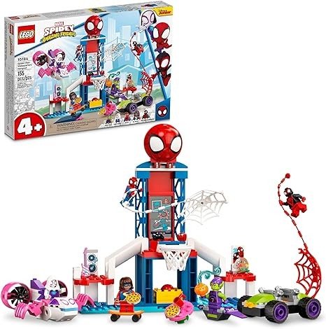 Marvel Spider-Man Webquarters Hangout 10784 Building Set - Spidey and His Amazing Friends Series, Spider-Man, Miles Morales, and Green Goblin Minifigures, Toys for Boys and Girls Ages 4+