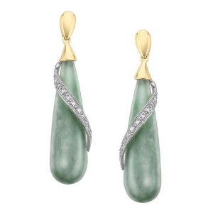 Jade Drop Earrings with Diamonds