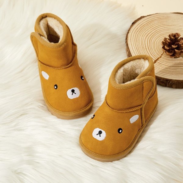 Toddler Bear Print Fleece-lining Boots