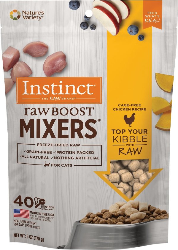 Raw Boost Mixers Chicken Recipe Grain-Free Freeze-Dried Cat Food Topper, 6-oz bag - Chewy.com