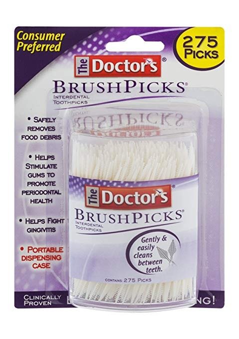 The Doctor's BrushPicks Interdental Toothpicks, Helps Fight Gingivitis, 275 Count, Pack of 4