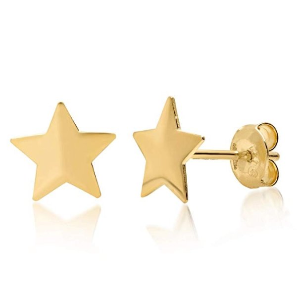 14k Yellow Gold Petite Star Shape Stud Earrings