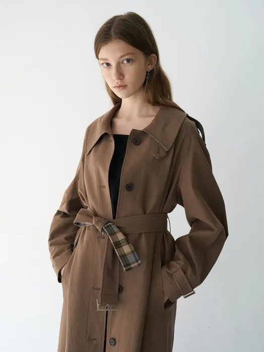 Brown A-Line Single Trench Coat