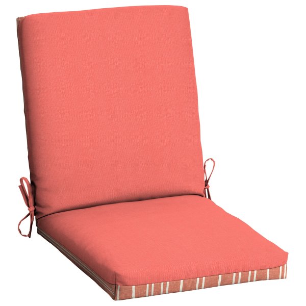 43"L x 20"W Orange Coral Stripe Outdoor Chair Cushion 1 Piece