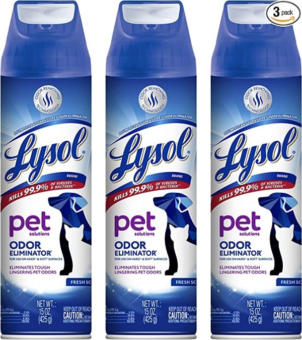 Pet Odor Eliminator Spray, Sanitizing and Disinfecting Spray for Pet Odors, 15oz (Pack of 3)