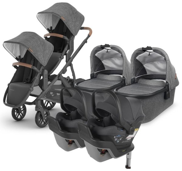 VISTA V2 Twin Double Stroller + MESA MAX Travel System Bundle with Rumble Seat V2+ - Greyson