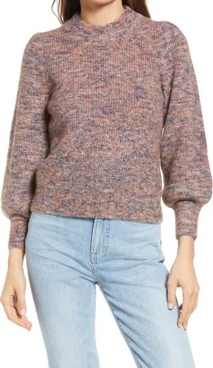 Eaton Space Dye Puff Sleeve Sweater