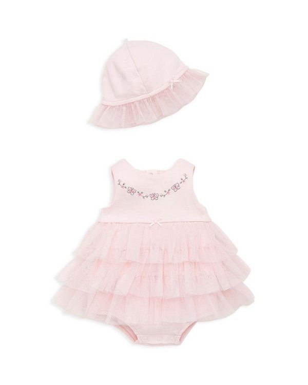 Girls' Sweet Floral Popover-Hat, Tutu TOP & Bloomers Set - Baby