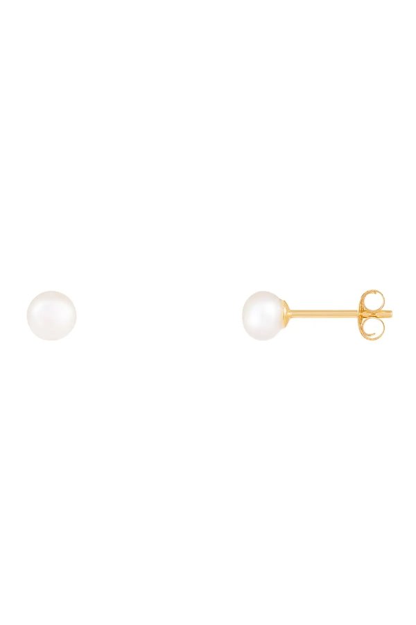 14K Gold 4mm Pearl Stud Earrings