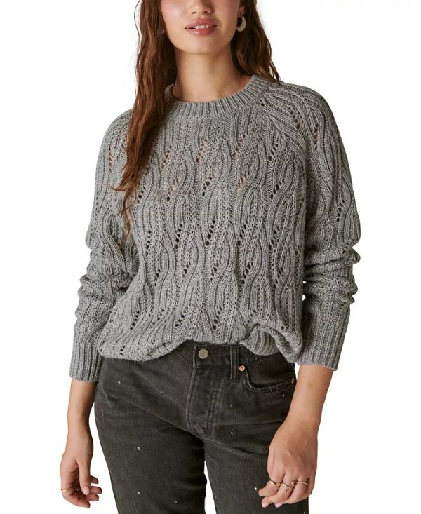 Women's Shine Cable Knit Crewneck Sweater
