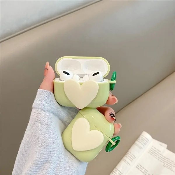 Fresh Green Love Apple Earphone Protective Case Cover With Ring Hook For Airpods 1 2 3 Pro | Check Out Today's Deals Now | Temu