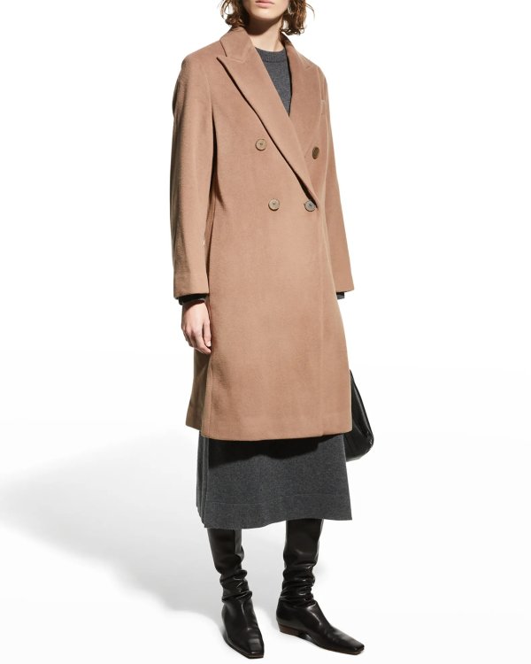Luxe Wool Double-Breasted Car Coat