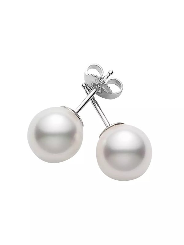 Essential Elements 18K White Gold & 6MM White Cultured Pearl Stud Earrings