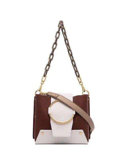 Brown and white Delila Leather Crossbody Bag