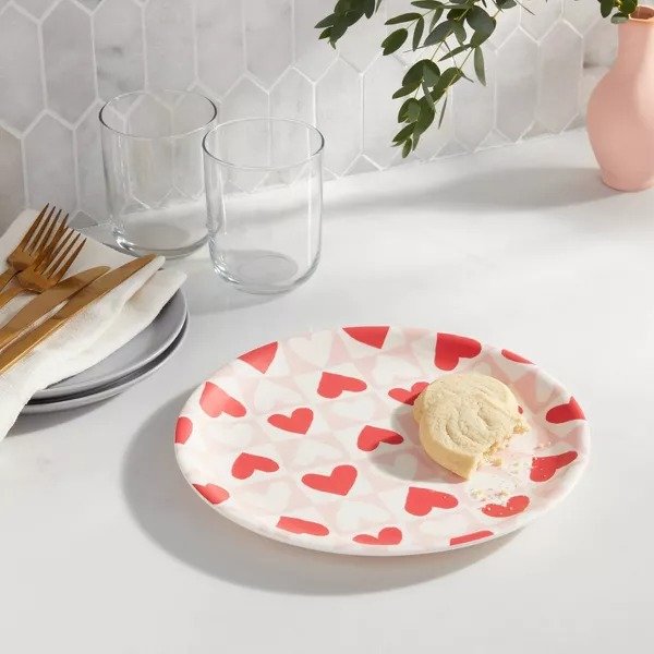 10" Valentine's Day Checkerboard Heart Dinner Plate - Threshold™