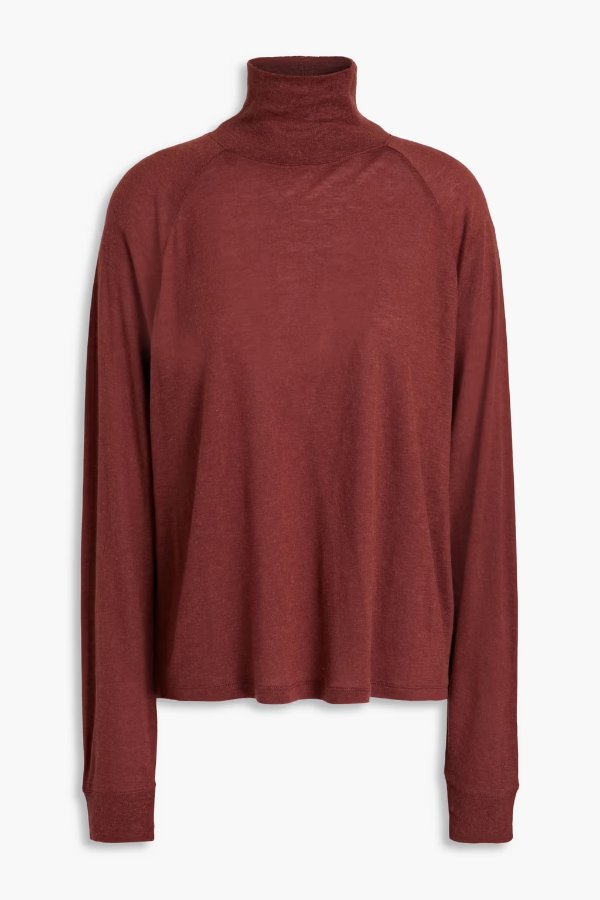 Lyocell and wool-blend turtleneck top