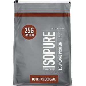 IsopureProtein Powder, Low Carb Whey Isolate, Gluten Free, Lactose Free, 25g Protein, Keto Friendly, Dutch Chocolate, 103 Servings, 7.5 Pound (Packaging May Vary)