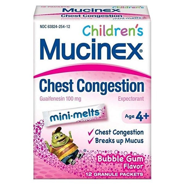 Children's Chest Congestion Mini-Melts Bubble Gum Flavor - 12 Each, Pack of 4