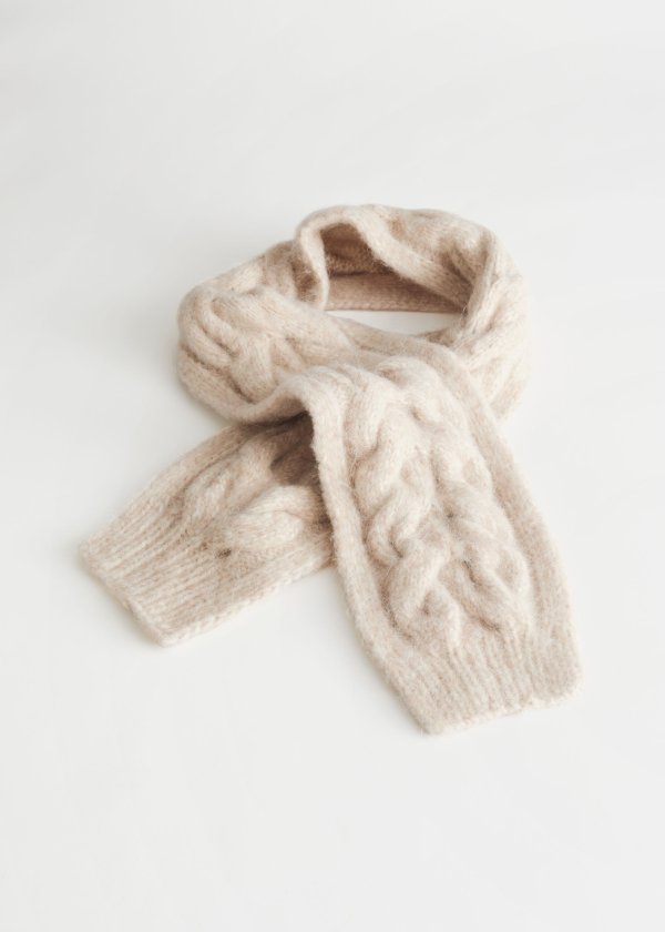 Fuzzy Cable Knit Scarf