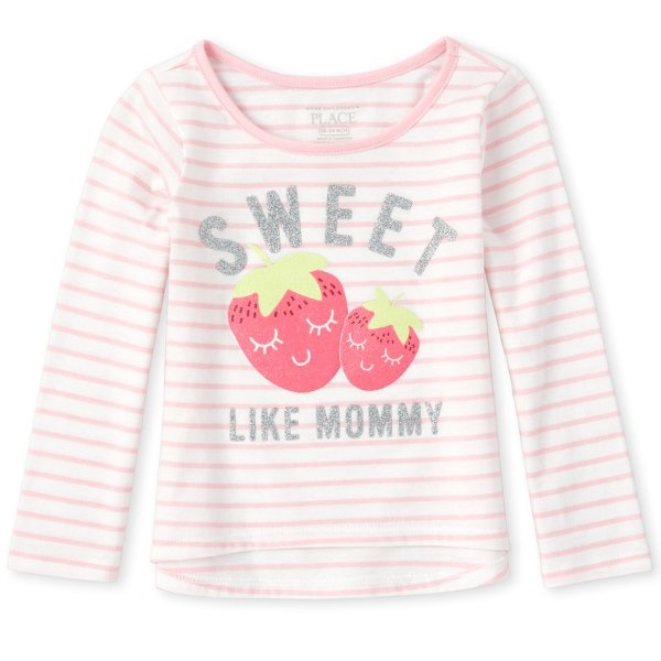 Baby And Toddler Girls Glitter Fruit Striped Top