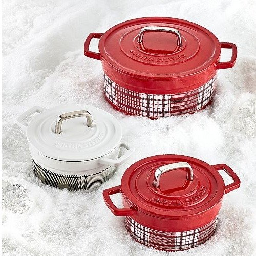 Holiday Enamel Cast Iron Grey Plaid 2-Qt. Enamel Cast Iron Dutch Oven, Created for Macy's 6-Qt. Red Plaid Enamel Cast Iron Casserole, Created for Macy's Red Plaid 2-Qt. Enamel Cast Iron Dutch Oven, Created for Macy's