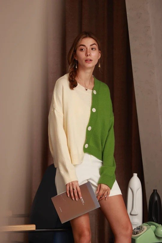 Emerald Green Asymmetric Sweater- Presale