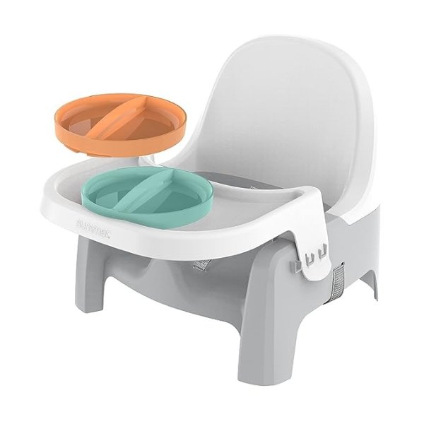 Deluxe Learn-to-Dine Feeding Seat – Infant and Toddler Feeding Chair and Booster Seat with Tray and 2 Snap-in Plates
