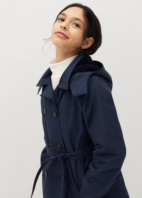 Quilted lining cotton trench coat - Teen | Mango Kids USA