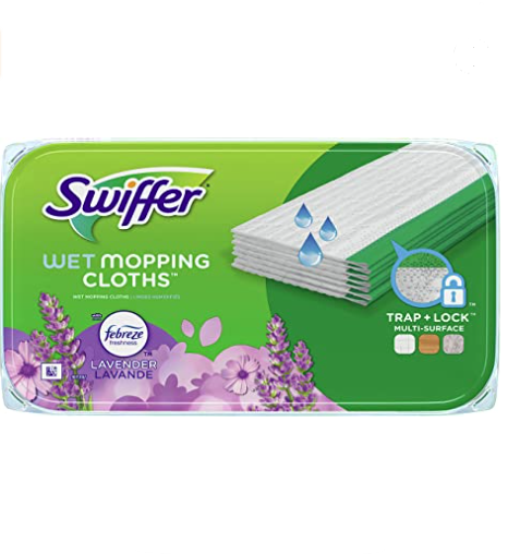 Swiffer Sweeper Wet Mopping Pad Refills for Floor Mop with Febreze Lavender Scent, 12 Count