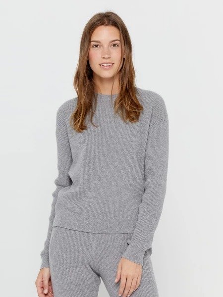 Long Sleeve Crew Neck Cashmere Loungewear Sweater