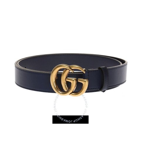 Men s Double G Buckle Leather Belt In Blue