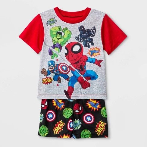Toddler Boys' Marvel 2pc Pajama Set - Red/Gray