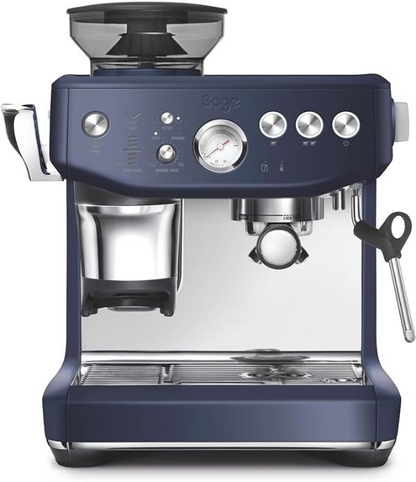 the Barista Express Impress Espresso Machine, Damson Blue, BES876DBL, Large