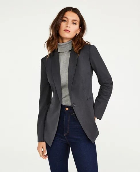 The Petite One Button Blazer in Tropical Wool | Ann Taylor