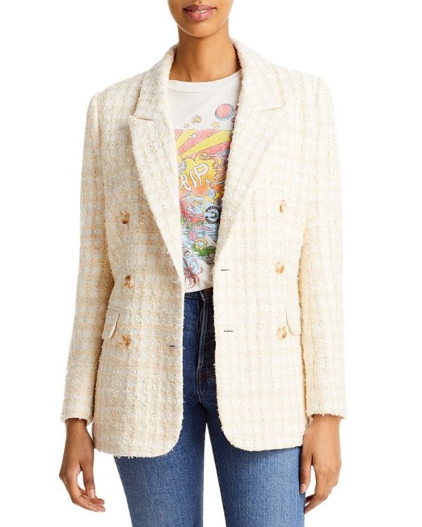 Plaid Double Breasted Blazer - 100% Exclusive Details