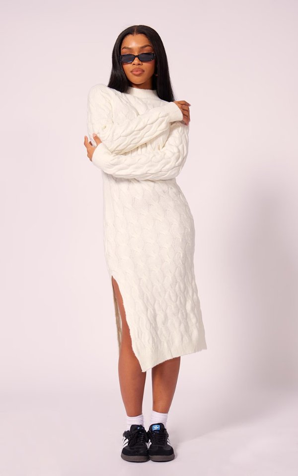 White Knit Maxi Dress