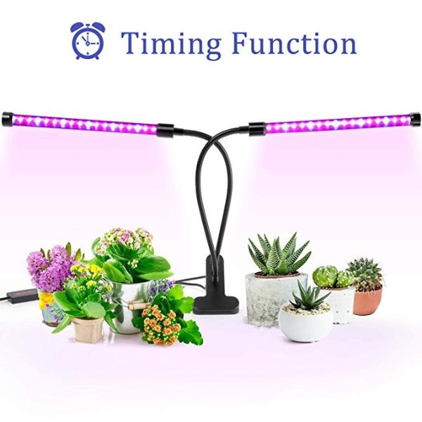 Grow Light, Ankace Upgraded Version 40W Dual Head Timing 36 LED 5 Dimmable Levels Plant Grow Lights for Indoor Plants with Red Blue Spectrum, Adjustable Gooseneck, 3 6 12H Timer, 3 Switch Modes