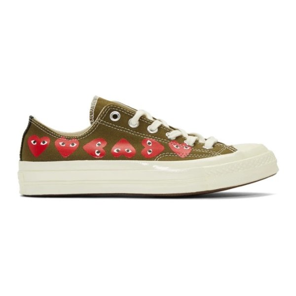 Khaki Converse Edition Multiple Hearts Chuck 70 Low Sneakers