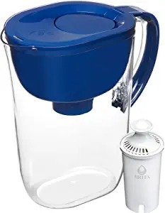 Large 10 Cup Water Filter Pitcher with Smart Light Filter Reminder and 1 Standard Filter, Made Without BPA, Blue (Packaging May Vary)