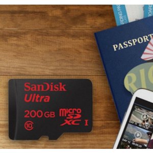 SanDisk Ultra 200 GB MicroSDXC UHS-I Memory Card with SD Adapter